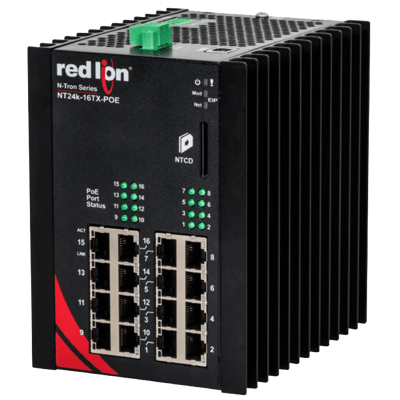 Red Lion Industrial PoE+ Switch, NT24k-16TX-POE